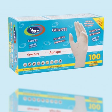 VAPA GUANTI IN LATTICE TALCATI MONOUSO 100 PZ TG.L