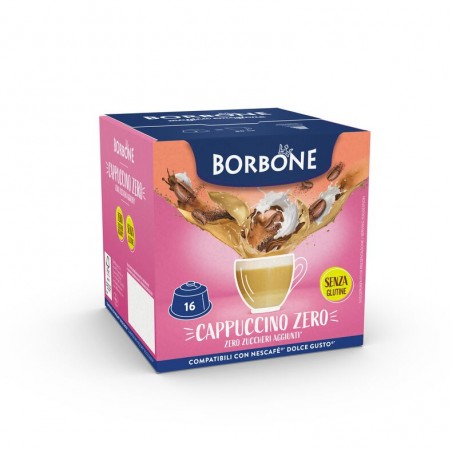 16 Capsule Borbone CAPPUCCINO ZERO Per Bevanda Al Gusto Di Cappuccino Compatibile Nescafè Dolce Gusto