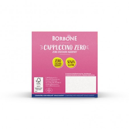 16 Capsule Borbone CAPPUCCINO ZERO Per Bevanda Al Gusto Di Cappuccino Compatibile Nescafè Dolce Gusto
